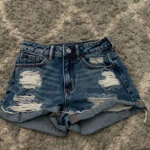 Pacsun dark blue ripped Jean mom shorts